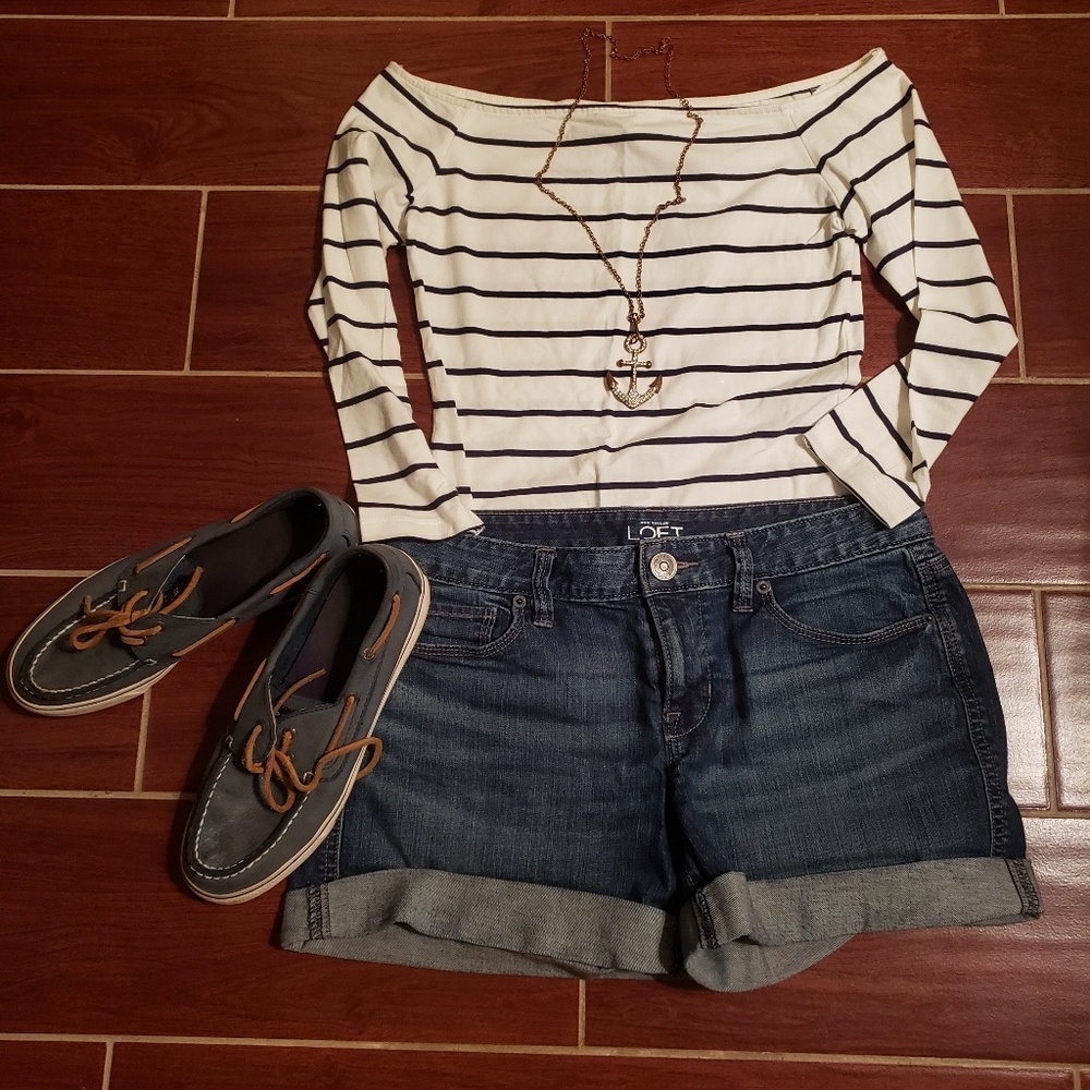 LOFT Denim Roll Shorts